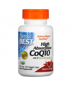  Doctor's Best CoQ10 200 mg with BioPerine 60 капсул, коензим Q10 з екстрактом чорного перцю