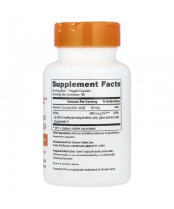 Doctor's Best Fully Active Folate 400 mcg 90 капсул, метилфолат