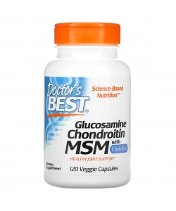 Doctor's Best Glucosamine Chondroitin MSM with OptiMSM 120 капсул, глюкозамін і хондроїтин з MSM