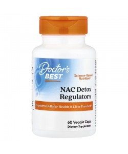 Doctor's Best NAC Detox Regulators 60 капсул, N-ацетилцистеин (NAC) с селеном и молибденом