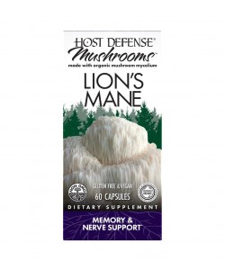 Fungi Perfecti Host Defense Lion's Mane 60 капсул, гриб ежовик гребенчатый (львиная грива)