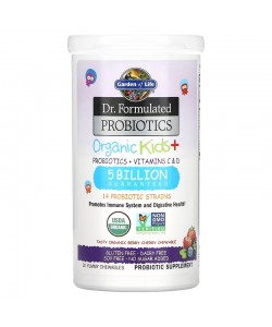 Garden of Life Dr. Formulated Probiotics Organic Kids + Berry Cherry 30 жувальних таблеток, пробіотики для дітей, зі смаком вишні та ягід