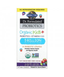 Garden of Life Dr. Formulated Probiotics Organic Kids + Berry Cherry 30 жувальних таблеток, пробіотики для дітей, зі смаком вишні та ягід