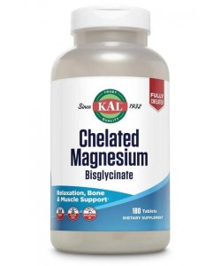 KAL Chelated Magnesium Bisglycinate 180 таблеток, малат магнію