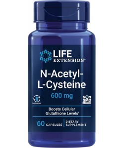 Life Extension N-Acetyl-L-Cysteine 600 mg 60 капсул, N-ацетил-L цистеин