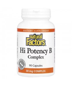 Natural Factors Hi Potency B Complex 90 капсул, комплекс витаминов группы B