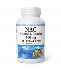 Natural Factors NAC N-Acetyl-L-Cysteine 500 mg 90 капсул, N-ацетил-L цистеин