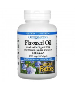 Natural Factors Flaxseed Oil 1000 mg 90 м'яких капсул, лляна олія