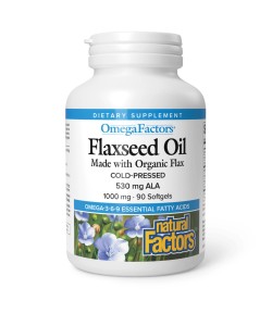 Natural Factors Flaxseed Oil 1000 mg 90 мягких капсул, льняное масло