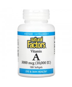 Natural Factors Vitamin A 3000 mcg (10,000 IU) 180 мягких капсул, витамин А