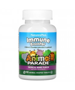 Nature's Plus Animal Parade Kids Immune Booster 90 таблеток, жевательная добавка для укрепления иммунитета у детей со вкусом тропических ягод