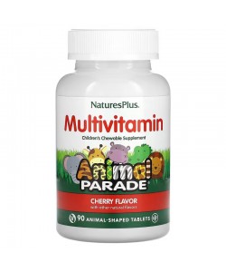 Nature's Plus Multi-Vitamin & Mineral Animal Parade 90 таблеток, детская жевательная мультивитаминная и минеральная добавка, со вкусом вишни