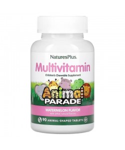 Nature's Plus Multi-Vitamin & Mineral Animal Parade 90 таблеток, детская жевательная мультивитаминная и минеральная добавка, со вкусом арбуза