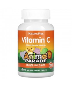 Nature's Plus Vitamin C Animal Parade 90 таблеток, жевательный витамин С, без сахара, со вкусом апельсина