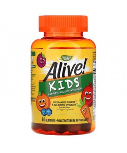 Nature's Way Alive Kids Complete Multivitamin 60 таблеток, жевательные мультивитамины без сахара, со вкусом апельсина, вишни и винограда