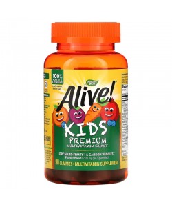 Nature's Way Alive Kids Premium Complete Multivitamin 90 таблеток, жевательные мультивитамины, со вкусом апельсина, вишни и винограда