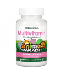 Nature's Plus Multi-Vitamin & Mineral Animal Parade 180 таблеток, дитяча жувальна мультивітамінна та мінеральна добавка, зі смаком кавуна