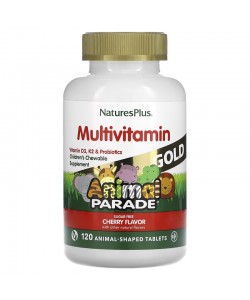 Nature's Plus Animal Parade Gold 120 таблеток, жевательные мультивитамины без сахара, со вкусом арбуза, в форме веселых конфет