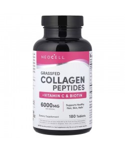 Neocell Grassfed Collagen Peptides + Vitamin C & Biotin 180 таблеток, гідролізовані колагенові пептиди