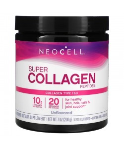 Neocell Super Collagen Peptides Type 1&3 200 грамм, гидролизованный коллаген 1 и 3 типа для здоровья кожи, суставов и связок