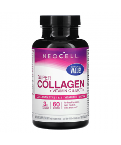 Neocell Super Collagen + C & Biotin 180 таблеток, гидролизированные коллагеновые пептиды