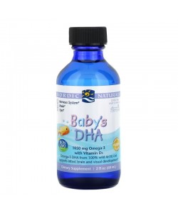 Nordic Naturals Baby's DHA with Vitamin D3 60 мл, омега-3 з вітаміном D3 для дітей, виготовлена із повністю дикої арктичної тріски