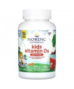 Nordic Naturals Kids Vitamin D3 400 IU 120 жевательных таблеток, витамин D3 для детей, со вкусом арбуза