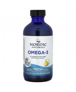 Nordic Naturals Omega-3 1560 mg 237 мл, омега-3 изготовленная из полностью анчоусов и сардин, с лимонным вкусом