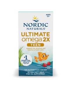 Nordic Naturals Ultimate Omega 2X Teen 1120 mg 60 мягких мини капсул, омега-3 для детей от 12 лет, со вкусом клубники