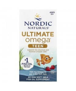 Nordic Naturals Ultimate Omega Teen 1120 mg 60 мягких мини капсул, омега-3 для детей от 12 лет, со вкусом клубники