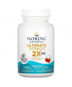 Nordic Naturals Ultimate Omega 2X 1120 mg 60 м'яких міні капсул, омега-3, зі смаком полуниці