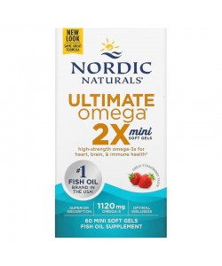 Nordic Naturals Ultimate Omega 2X 1120 mg 60 м'яких міні капсул, омега-3, зі смаком полуниці