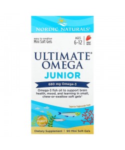 Nordic Naturals Ultimate Omega Junior 680 mg 90 м'яких капсул, омега-3 для дітей віком 6–12 років, зі смаком полуниці