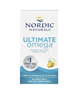 Nordic Naturals Ultimate Omega 1280 mg 60 мягких капсул, омега-3 со вкусом лимона