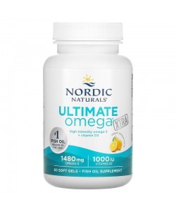 Nordic Naturals Ultimate Omega Xtra 60 мягких капсул, омега-3 + витамин D3 со вкусом лимона