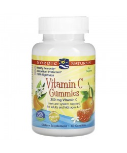 Nordic Naturals Vitamin C 250 mg 60 жевательных таблеток, витамин С для детей, со вкусом мандарина