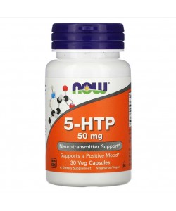 Now Foods 5-HTP 50 мг 30 растительных капсул, 5-гидрокситриптофан