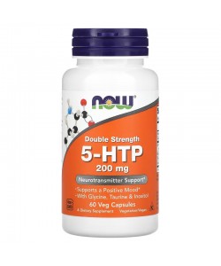 Now Foods 5-HTP 200 mg 60 растительных капсул, 5-гидрокситриптофан