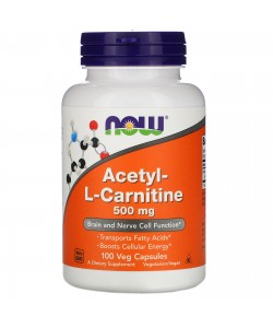 Now Foods Acetyl L-Carnitine 500 mg 100 капсул, для схуднення та когнітивних функцій
