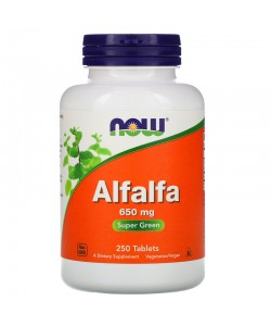 Now Foods Alfalfa 650 mg 250 таблеток, люцерна - зелений суперфуд