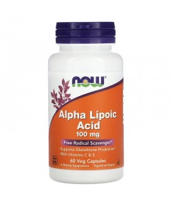 Now Foods Alpha Lipoic Acid 100 mg 60 капсул, альфа-липоевая кислота