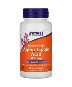 Now Foods Alpha Lipoic Acid 600 mg 60 капсул, альфа-ліпоєва кислота