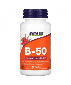 Now Foods B-50 100 таблеток, комплекс витаминов группы B