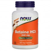 Now Foods Betaine HCL 648 mg 120 капсул, бетаїн HCL з кислотостабільною протеазою