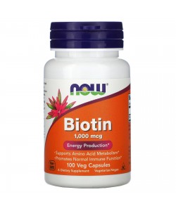 Now Foods Biotin 1000 mcg 100 капсул, биотин (витамин В7)