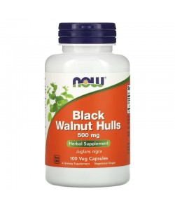 Now Foods Black Walnut Hulls 500 mg 100 капсул, скорлупа черного ореха