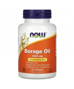 Now Foods Borage Oil 1000 mg Concentration GLA 60 м'яких капсул, олія огірочника
