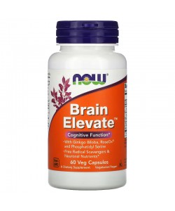 Now Foods Brain Elevate 60 капсул, поживні речовини для мозку