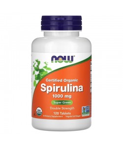 Now Foods Spirulina 1000 mg 120 таблеток, органічна спіруліна 