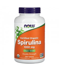 Now Foods Spirulina 1000 mg 240 таблеток, органічна спіруліна 